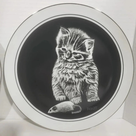 Vtg Set of 2 Royal Cornwall Kittens Black/White Collectors Plates. - Picture 3 of 13